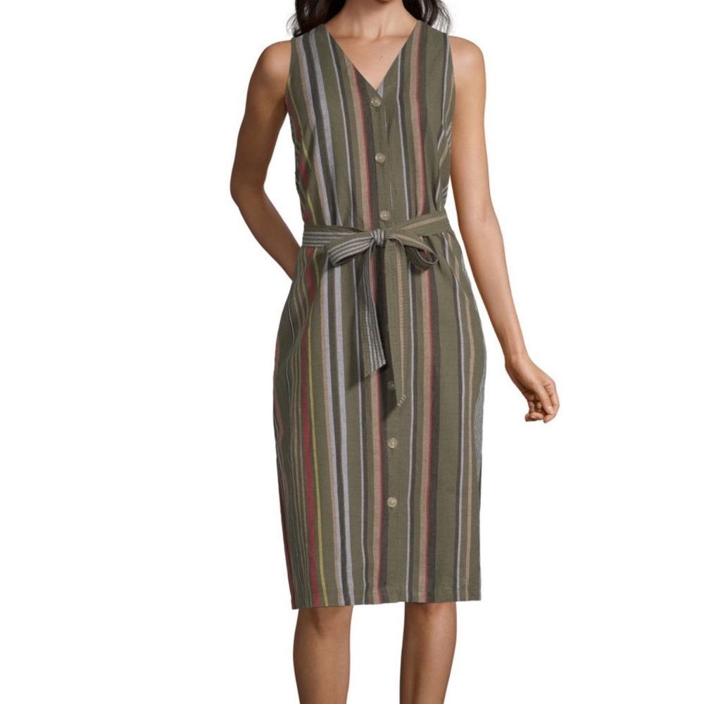 NWT LIZ CLIABORNE SLEEVELESS STRIP A-LINE DRESS
